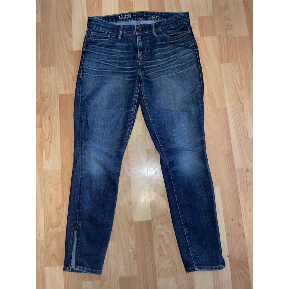 Tommy Hilfiger Modern Ankle Jeans Womens Sz 8 Medium Wash Stretch Zipper Hem
